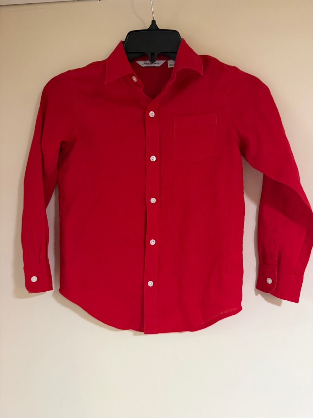 Janie and Jack Kids' Long-Sleeve Button-Up Shirt - Red
